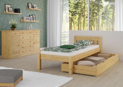 Einzelbett massivholz kiefer - einzelbett,